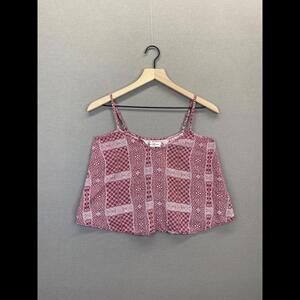 Abercrombie & Fitch Womens Red Tank Top Cropped Geometric Scoop Neck Size Small
